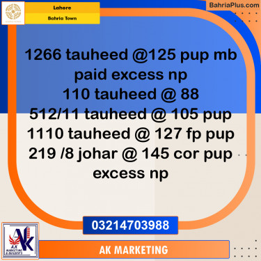 Residential Plot for Sale in Bahria Town, Lahore - (BP-250131)