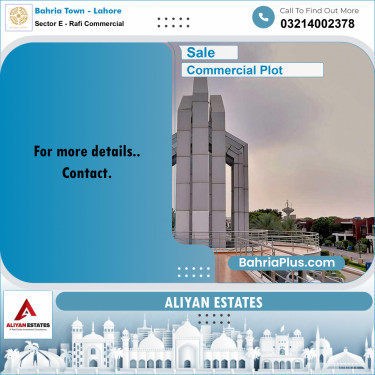 8 Marla Commercial Plot for Sale in Sector E - Rafi Commercial -  Bahria Town, Lahore - (BP-250149)
