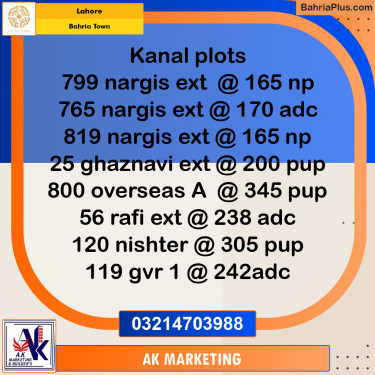 Residential Plot for Sale in Bahria Town, Lahore - (BP-250152)