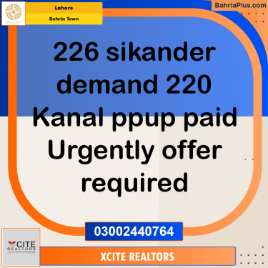 Residential Plot for Sale in Bahria Town, Lahore - (BP-250214)