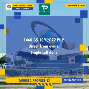 10 Marla Residential Plot for Sale in Phase 4 - G5 Block -  Bahria Orchard, Lahore - (BP-250250)