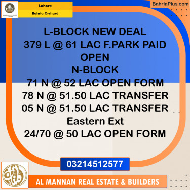 Residential Plot for Sale in Bahria Orchard, Lahore - (BP-250269)