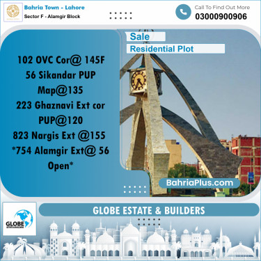 Residential Plot for Sale in Sector F - Alamgir Block -  Bahria Town, Lahore - (BP-250277)