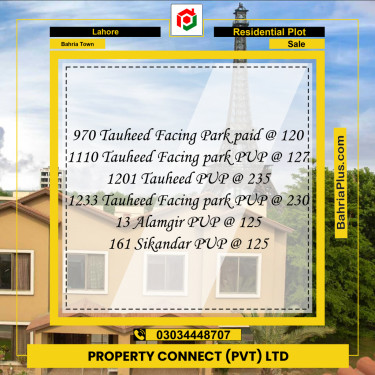 Residential Plot for Sale in Bahria Town, Lahore - (BP-250284)