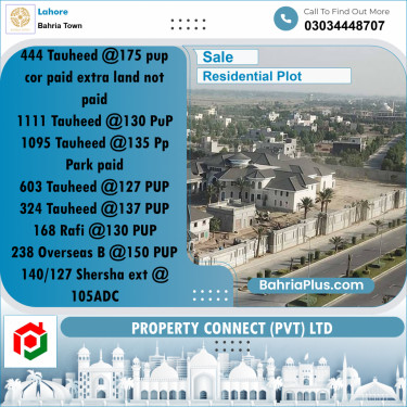 Residential Plot for Sale in Bahria Town, Lahore - (BP-250293)