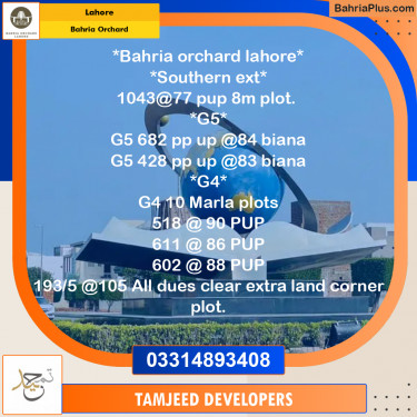 Residential Plot for Sale in Bahria Orchard, Lahore - (BP-250296)