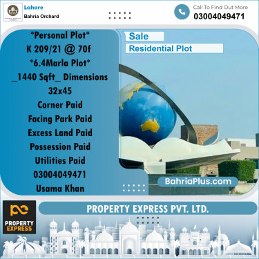 Residential Plot for Sale in Bahria Orchard, Lahore - (BP-250400)