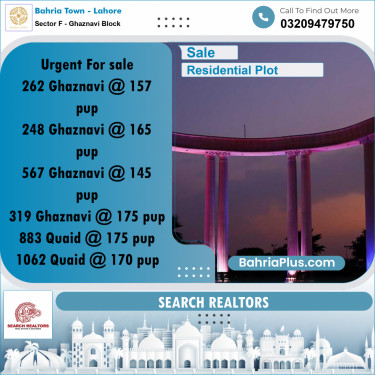 10 Marla Residential Plot for Sale in Sector F - Ghaznavi Block -  Bahria Town, Lahore - (BP-250411)