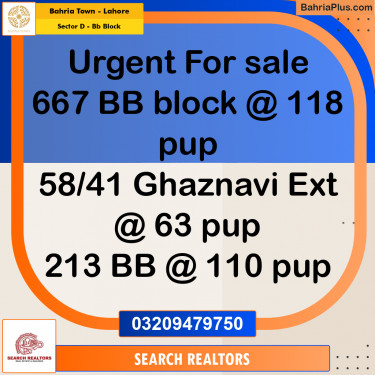 5 Marla Residential Plot for Sale in Sector D - BB Block -  Bahria Town, Lahore - (BP-250421)
