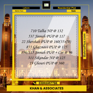 Residential Plot for Sale in Bahria Town, Lahore - (BP-250453)