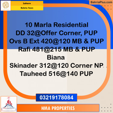 10 Marla Residential Plot for Sale in Bahria Town, Lahore - (BP-250514)