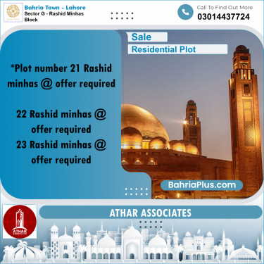 10 Marla Residential Plot for Sale in Sector G - Rashid Minhas Block -  Bahria Town, Lahore - (BP-250561)