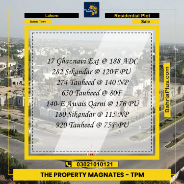 Residential Plot for Sale in Bahria Town, Lahore - (BP-250569)