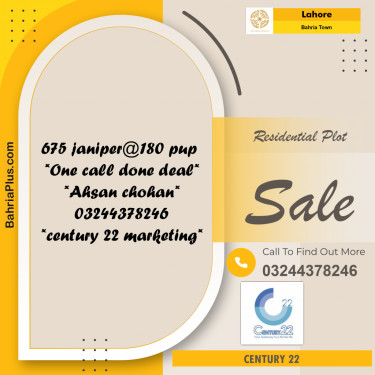 Residential Plot for Sale in Bahria Town, Lahore - (BP-250580)