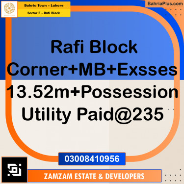 13.52 Marla Residential Plot for Sale in Sector E - Rafi Block -  Bahria Town, Lahore - (BP-250587)