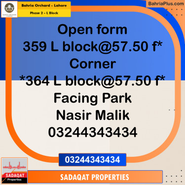 5 Marla Residential Plot for Sale in Phase 2 - L Block -  Bahria Orchard, Lahore - (BP-250599)