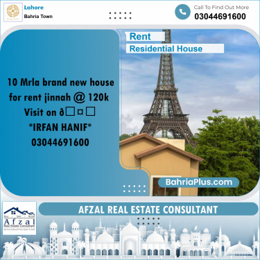Residential House for Rent in Bahria Town, Lahore - (BP-250611)