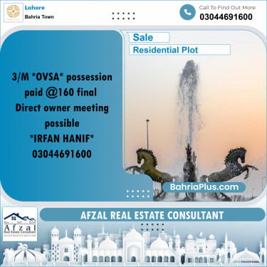 Residential Plot for Sale in Bahria Town, Lahore - (BP-250681)