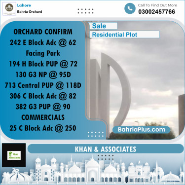 Residential Plot for Sale in Bahria Orchard, Lahore - (BP-250699)