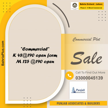 5 Marla Commercial Plot for Sale in Phase 2 - K Block Commercial -  Bahria Orchard, Lahore - (BP-250713)