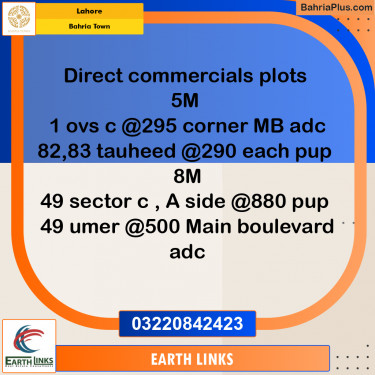 Commercial Plot for Sale in Bahria Town, Lahore - (BP-250725)