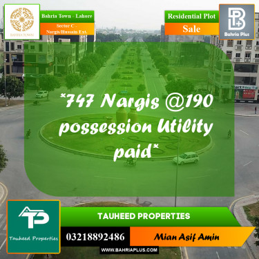 1 Kanal Residential Plot for Sale in Sector C - Nargis/Hussain Ext. -  Bahria Town, Lahore - (BP-250734)