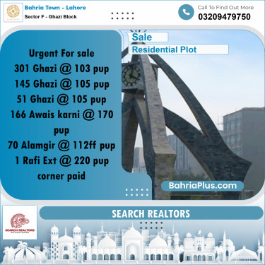 10 Marla Residential Plot for Sale in Sector F - Ghazi Block -  Bahria Town, Lahore - (BP-250737)