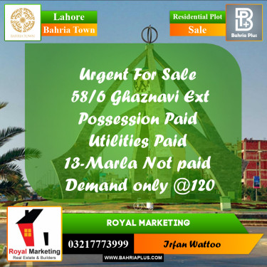 Residential Plot for Sale in Bahria Town, Lahore - (BP-250773)