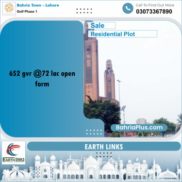 5 Marla Residential Plot for Sale in Golf Phase 1 -  Bahria Town, Lahore - (BP-250788)