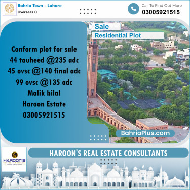 10 Marla Residential Plot for Sale in Overseas C -  Bahria Town, Lahore - (BP-250805)