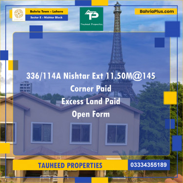 11.5 Marla Residential Plot for Sale in Sector E - Nishtar Block -  Bahria Town, Lahore - (BP-250816)