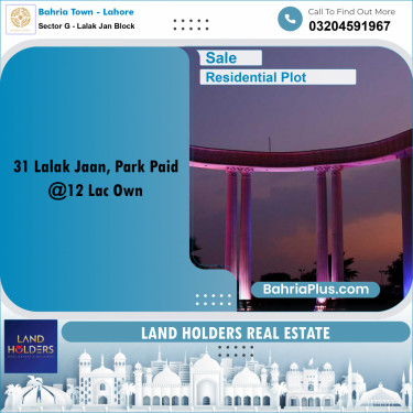 5 Marla Residential Plot for Sale in Sector G - Lalak Jan Block -  Bahria Town, Lahore - (BP-250818)