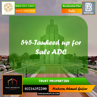 10 Marla Residential Plot for Sale in Sector F - Tauheed Block -  Bahria Town, Lahore - (BP-250893)