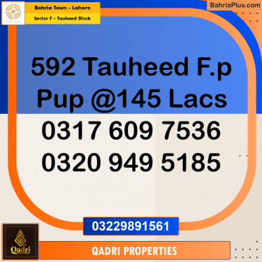 10 Marla Residential Plot for Sale in Sector F - Tauheed Block -  Bahria Town, Lahore - (BP-250945)