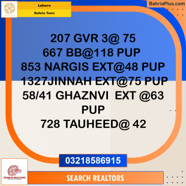 Residential Plot for Sale in Bahria Town, Lahore - (BP-250958)