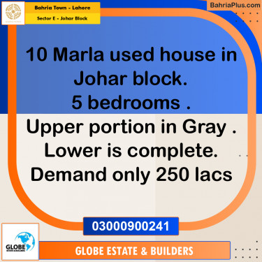 10 Marla Residential House for Sale in Sector E - Johar Block -  Bahria Town, Lahore - (BP-250982)