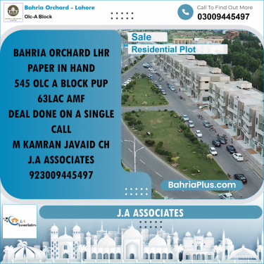 5 Marla Residential Plot for Sale in OLC-A Block -  Bahria Orchard, Lahore - (BP-250991)