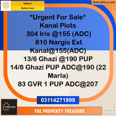 1 Kanal Residential Plot for Sale in Bahria Town, Lahore - (BP-251051)
