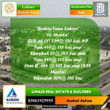 Residential Plot for Sale in Bahria Town, Lahore - (BP-251052)