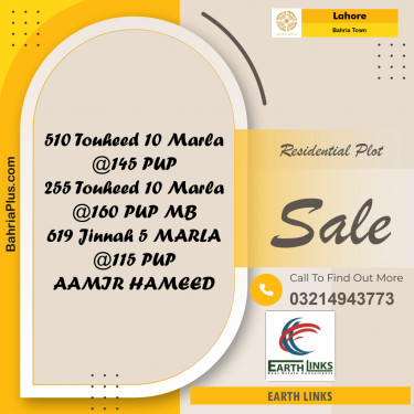 Residential Plot for Sale in Bahria Town, Lahore - (BP-251062)
