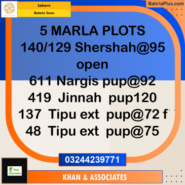 Residential Plot for Sale in Bahria Town, Lahore - (BP-251084)