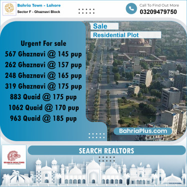 10 Marla Residential Plot for Sale in Sector F - Ghaznavi Block -  Bahria Town, Lahore - (BP-251129)