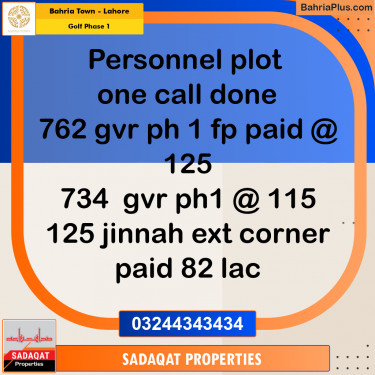 10 Marla Residential Plot for Sale in Golf Phase 1 -  Bahria Town, Lahore - (BP-251150)