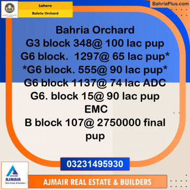 Residential Plot for Sale in Bahria Orchard, Lahore - (BP-251201)