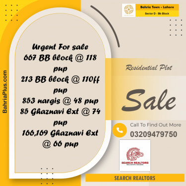 5 Marla Residential Plot for Sale in Sector D - BB Block -  Bahria Town, Lahore - (BP-251229)