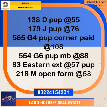 Residential Plot for Sale in Bahria Orchard, Lahore - (BP-251268)