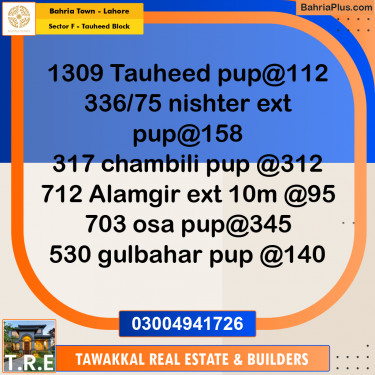 10 Marla Residential Plot for Sale in Sector F - Tauheed Block -  Bahria Town, Lahore - (BP-251279)