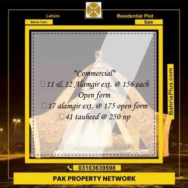 Residential Plot for Sale in Bahria Town, Lahore - (BP-251319)