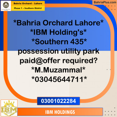10 Marla Residential Plot for Sale in Phase 1 - Southern District -  Bahria Orchard, Lahore - (BP-251398)