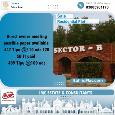 Residential Plot for Sale in Bahria Town, Lahore - (BP-251417)